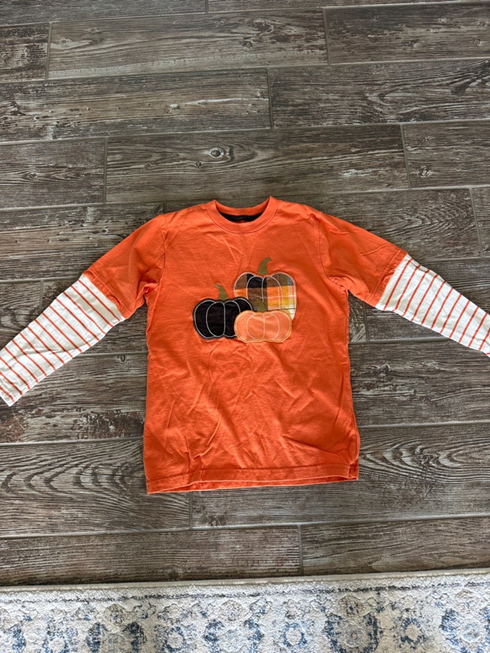 Gymboree Orange Pumpkin Appliqué Layered-Look Long Sleeve Tee